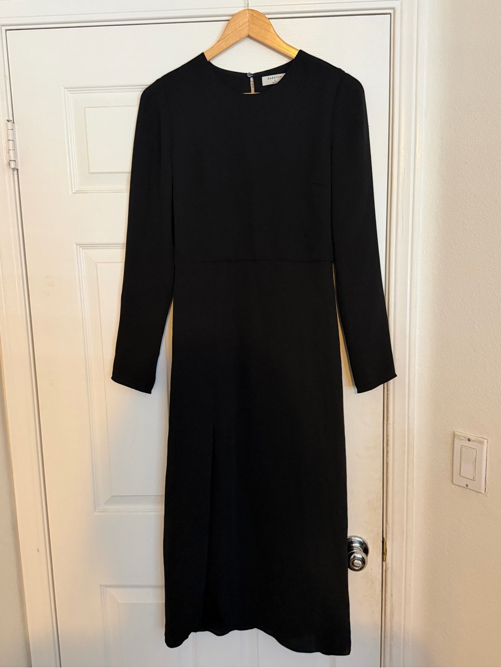 Babaton Black Long-Sleeve Midi Dress